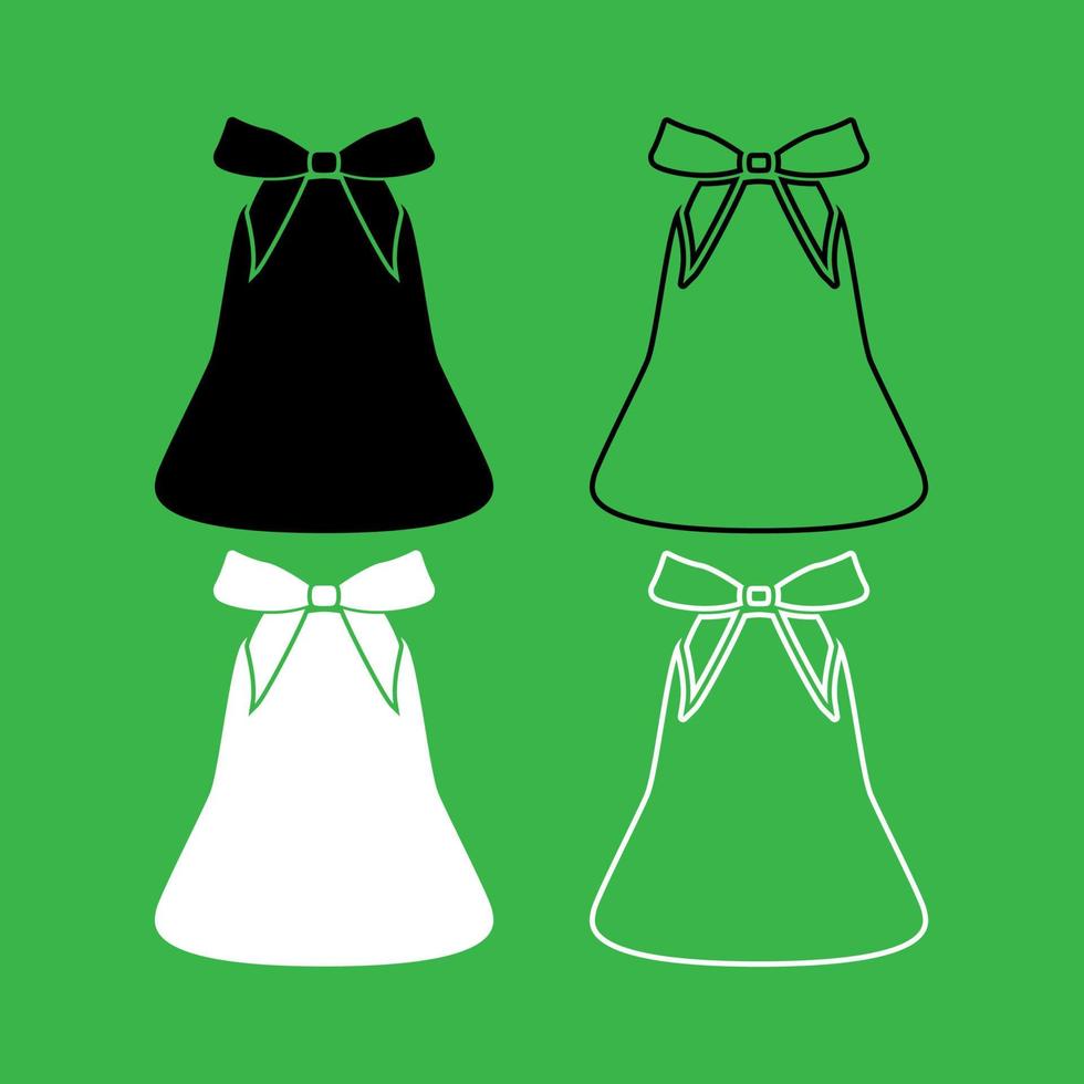 Bell with bow ribbon set icon vector