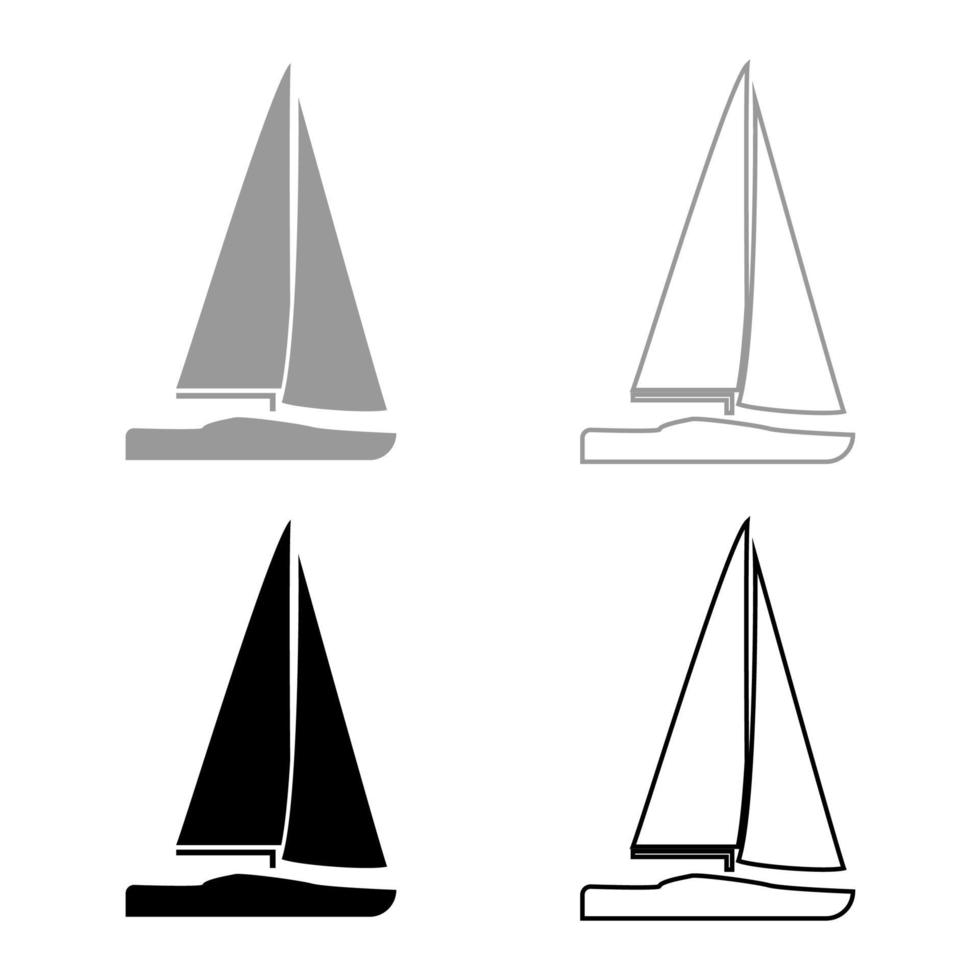 Yacht icon set grey black color vector
