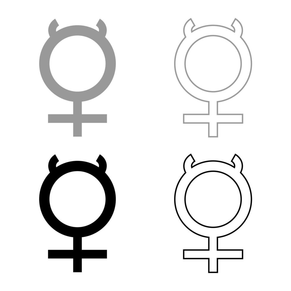 conjunto de iconos de símbolo de mercurio color negro gris vector