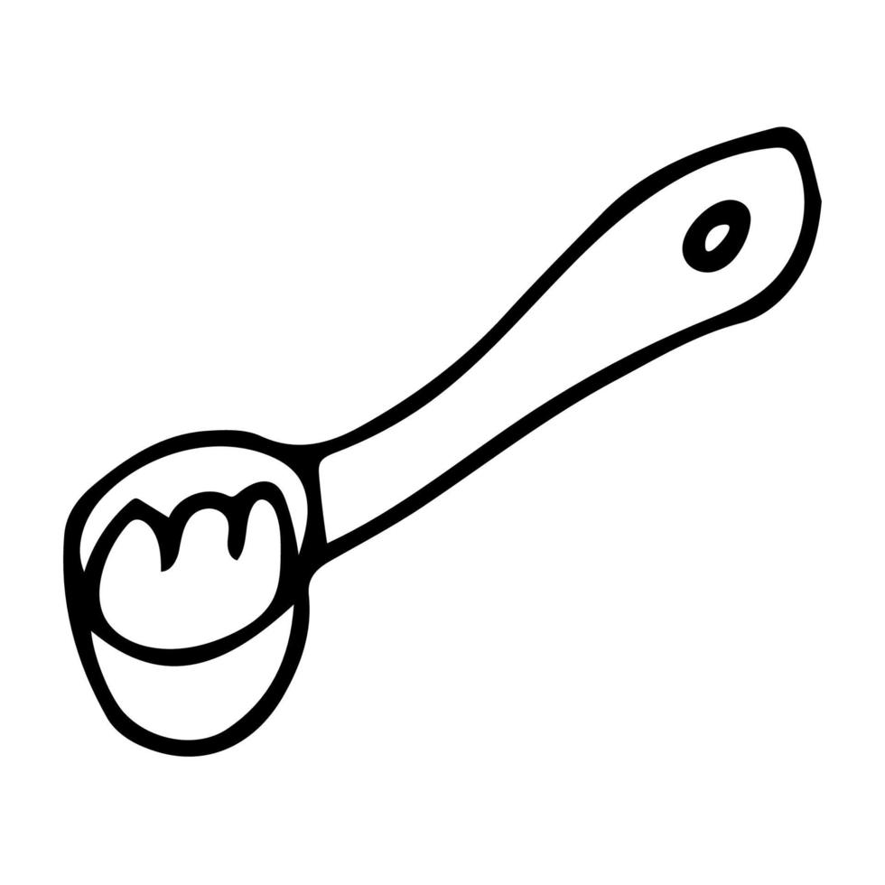 Cartoon doodle linear ladle isolated on white background. vector