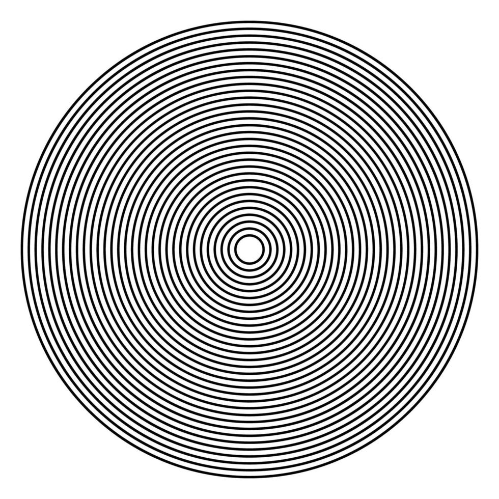 Concentric linear circles, neutral round element. Halftone outline element isolated on white background. vector
