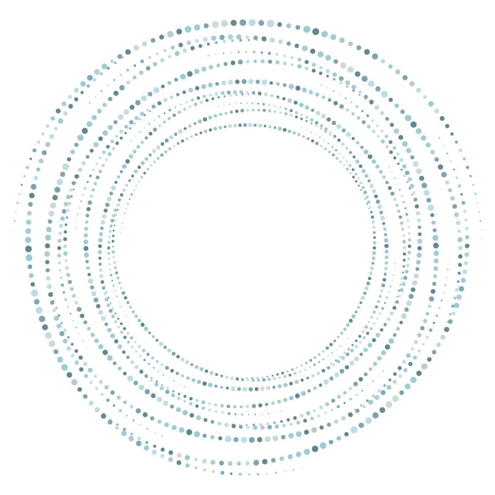 Dotted, dots, speckles abstract concentric circle frame. Spiral, swirl, twirl element. Circular and radial lines volute, helix. Segmented circle with rotation. Radiating arc lines. Cochlear, vortex vector