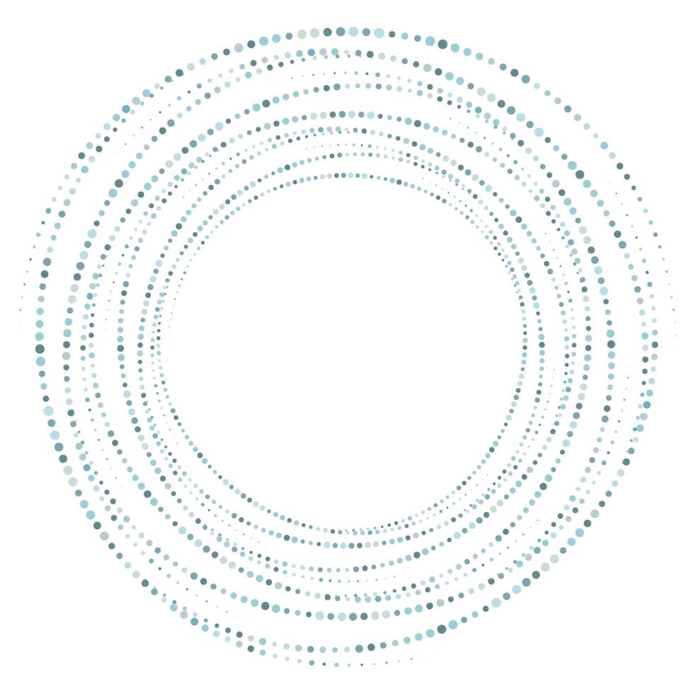 punteado, puntos, motas marco de círculo concéntrico abstracto. espiral, remolino, elemento giratorio. líneas circulares y radiales voluta, hélice. círculo segmentado con rotación. Líneas de arco radiante. coclear, vórtice vector