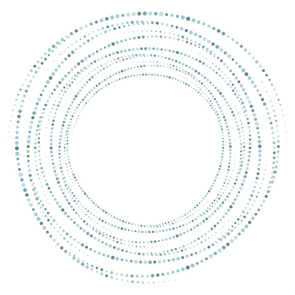 Dotted, dots, speckles abstract concentric circle frame. Spiral, swirl, twirl element. Circular and radial lines volute, helix. Segmented circle with rotation. Radiating arc lines. Cochlear, vortex vector