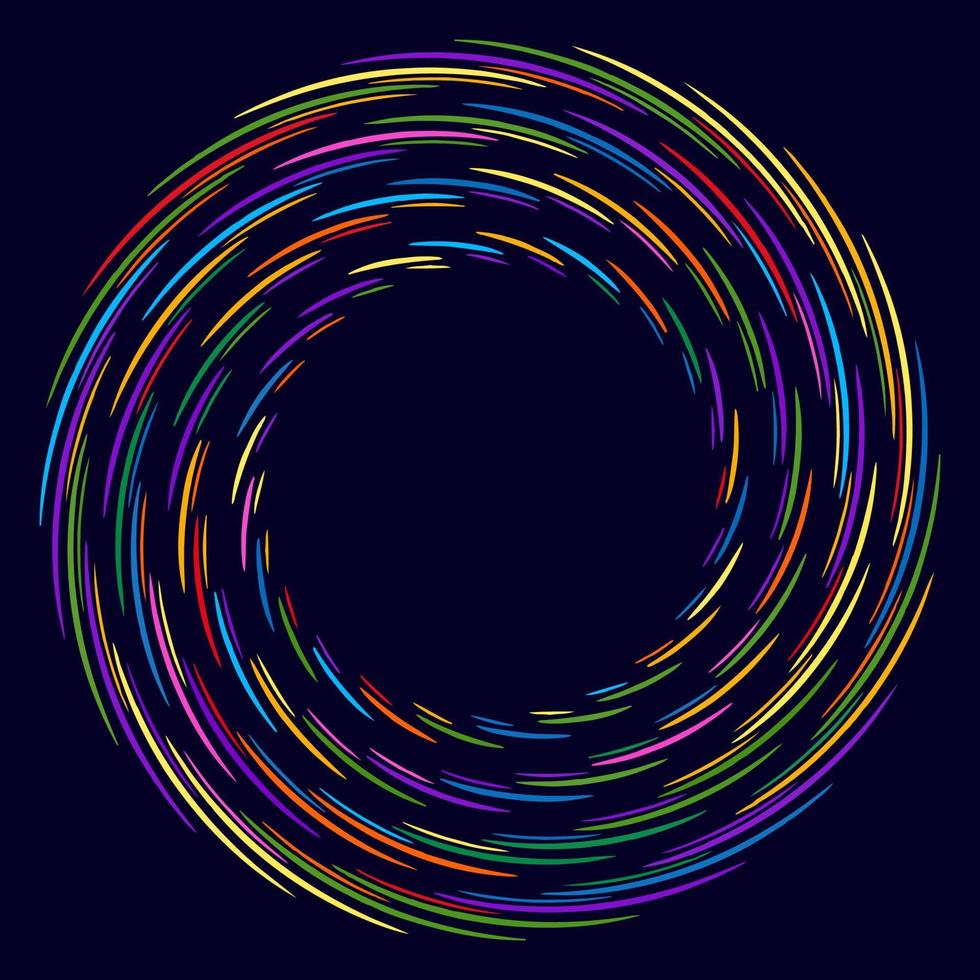 Dotted, dots, speckles abstract concentric circle frame. Spiral, swirl, twirl element. Circular and radial lines volute, helix. Segmented circle with rotation. Radiating arc lines. Cochlear, vortex vector