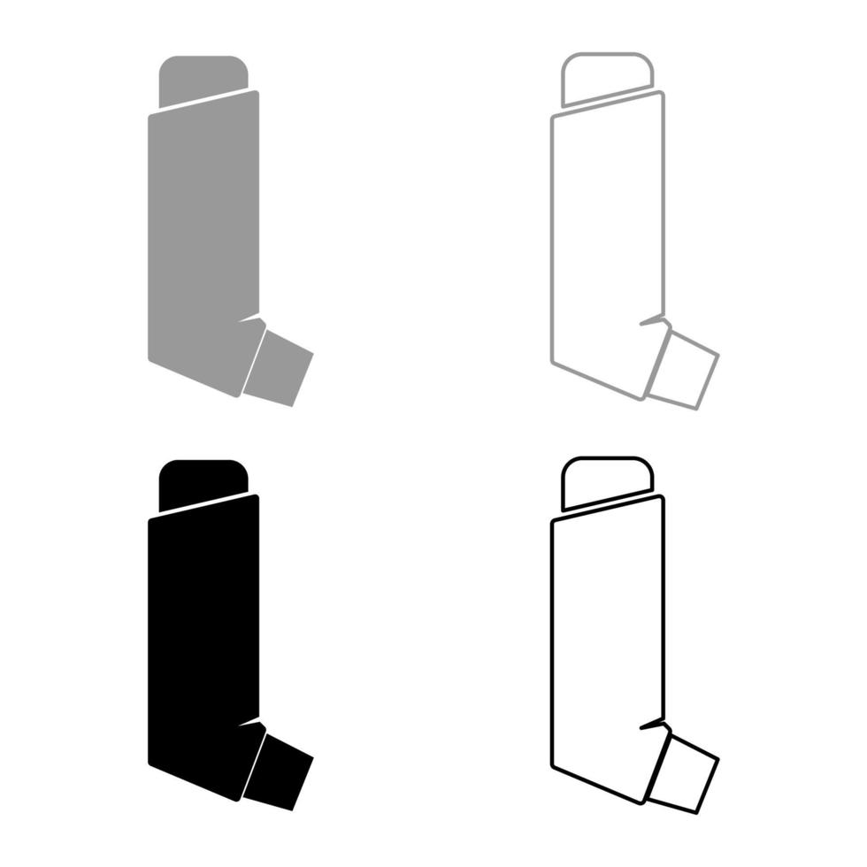 Manual inhaler icon set grey black color vector