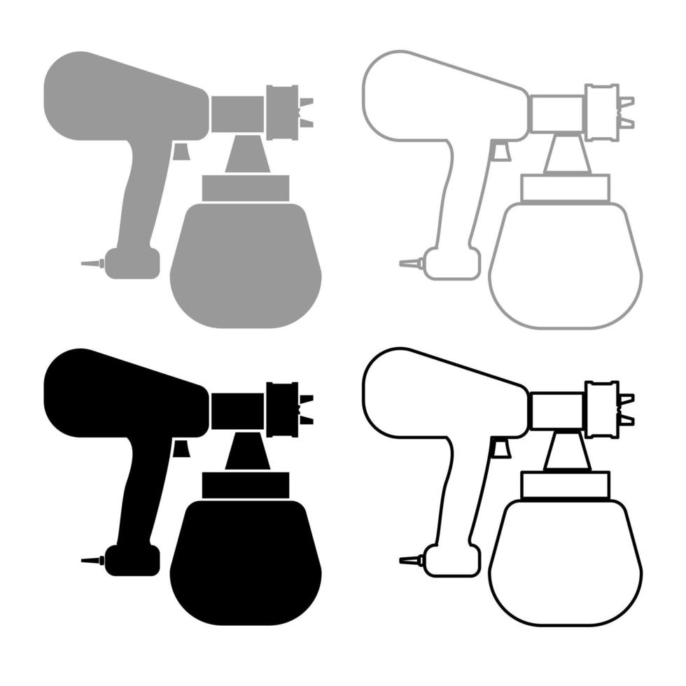 Sprayer paint icon outline set grey black color vector