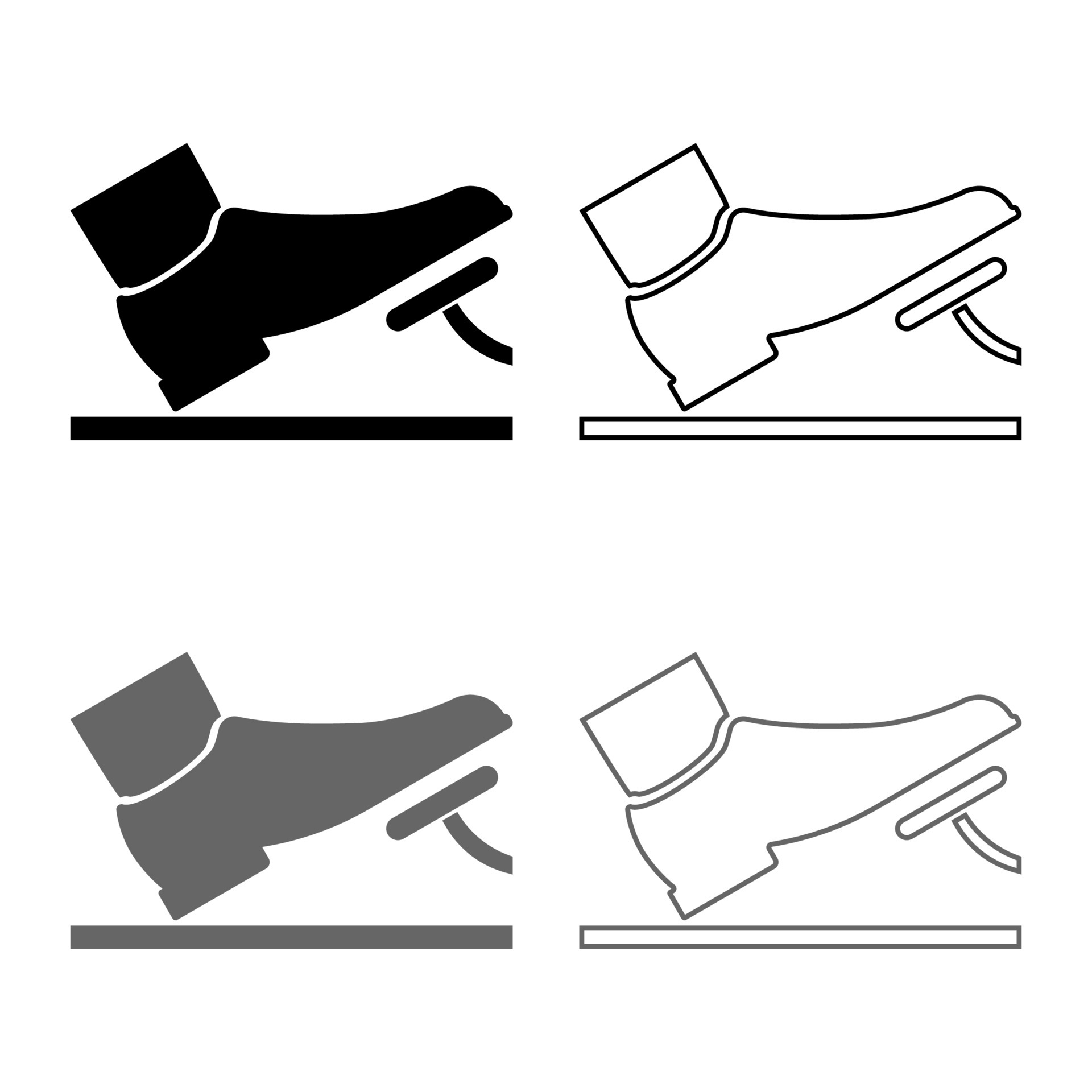 Foot pushing the pedal gas pedal brake pedal auto service concept icon set  grey black color illustration outline flat style simple image 5899012  Vector Art at Vecteezy