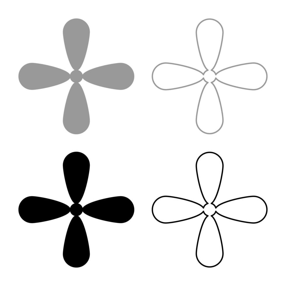 Petal cross Cross monogram Religious cross icon set black grey color vector illustration flat style image