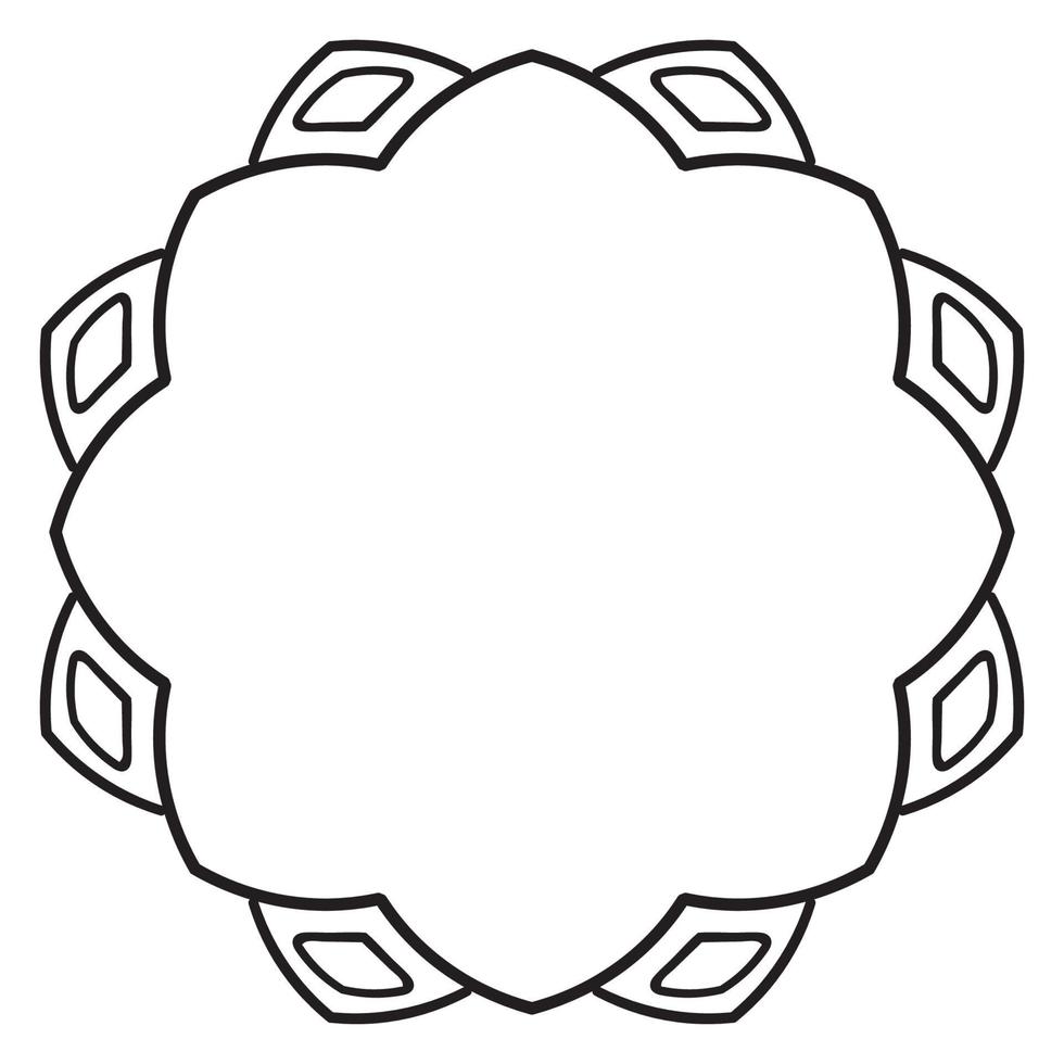 Abstract doodle curly thin line round frame isolated on white background. Mandala border. vector