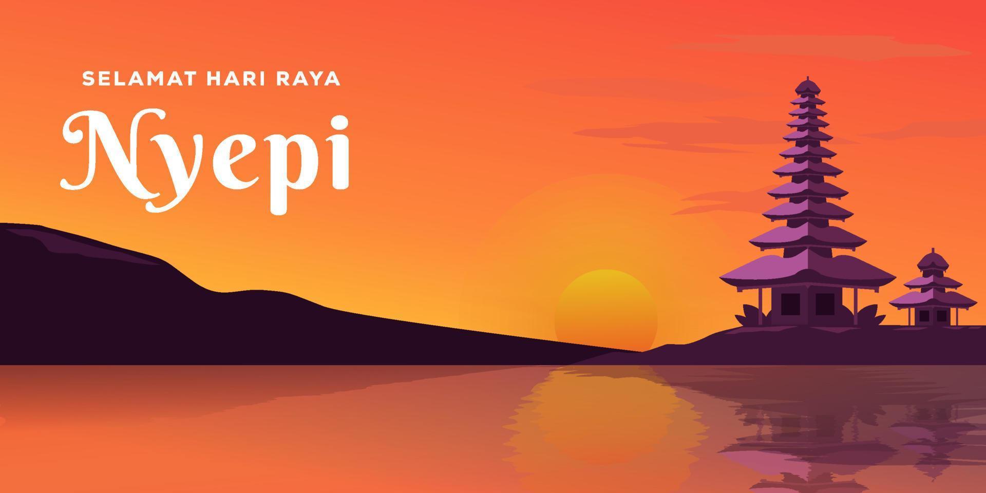 Bali's day of silence illustration background. Nyepi illustration greeting vector