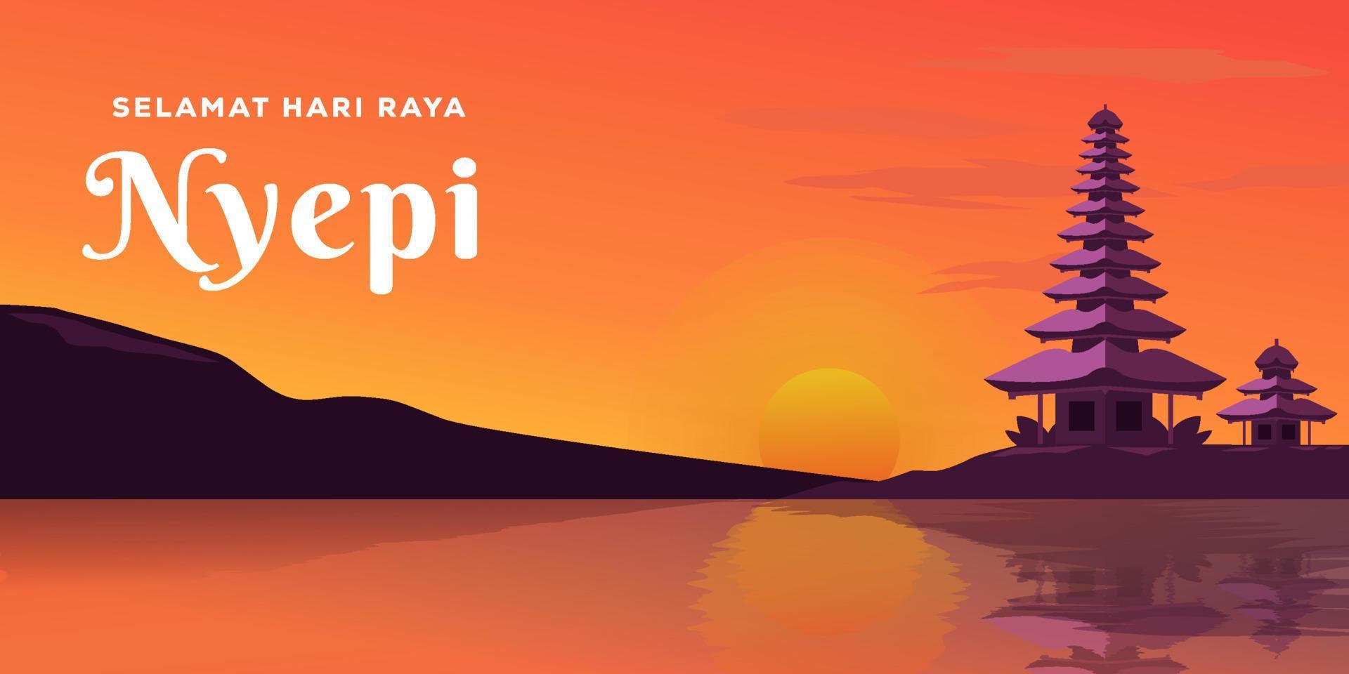 fondo de ilustración del día del silencio de bali. nyepi ilustración saludo vector