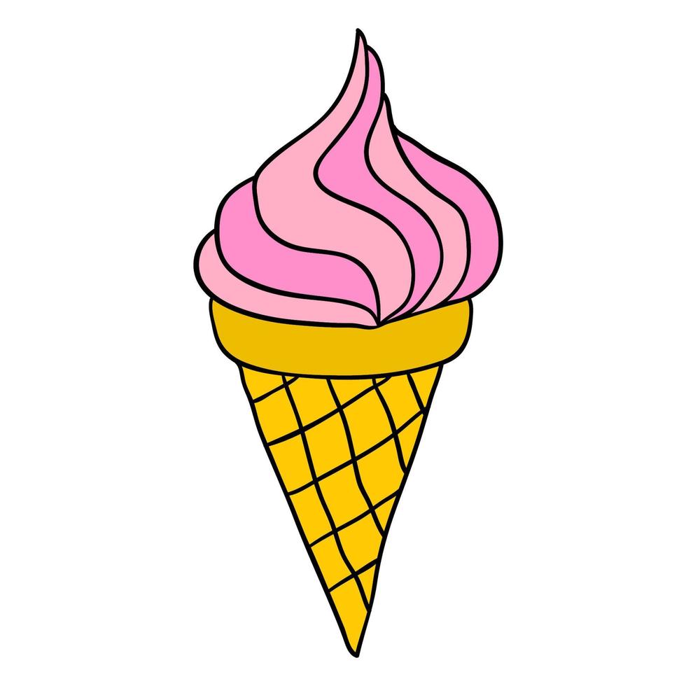 helado de colores en la taza de gofres con mostrador negro. vector