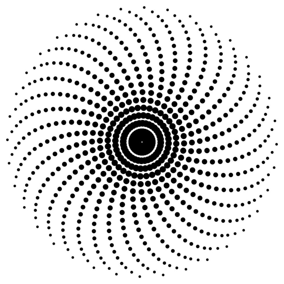 Screen printing pattern. Radiant frame. Abstract vortex. Circular pattern. Pop art round halftone frame isolated on white. Abstract whirligig, eyeball. Dotted print. vector