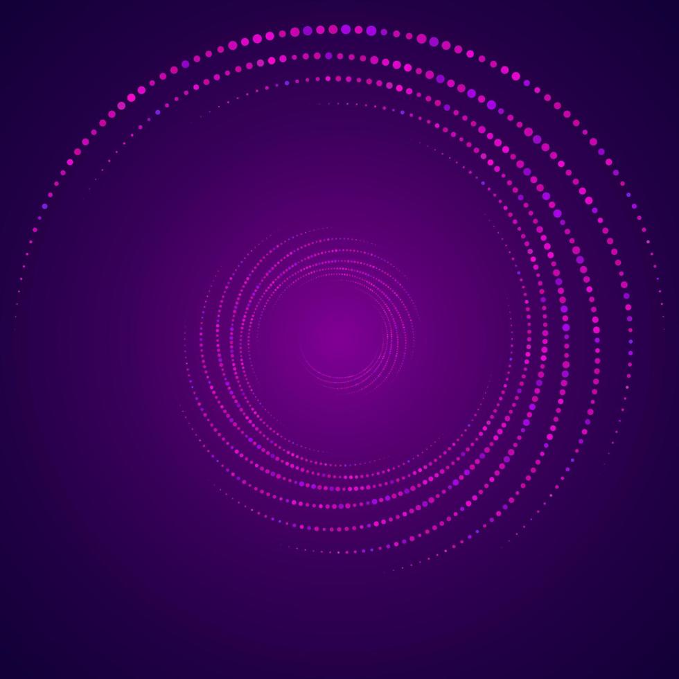 Dotted, dots, speckles abstract concentric circle. Spiral, swirl, twirl element. Circular and radial lines volute, helix. Segmented circle with rotation. Radiating arc lines. Cochlear, vortex vector