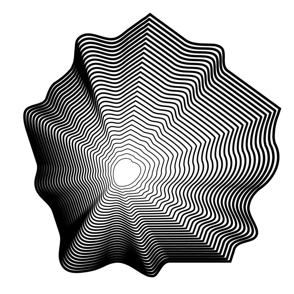 elemento de semitono de línea fina geométrica de rayas onduladas aislado sobre fondo blanco. vector