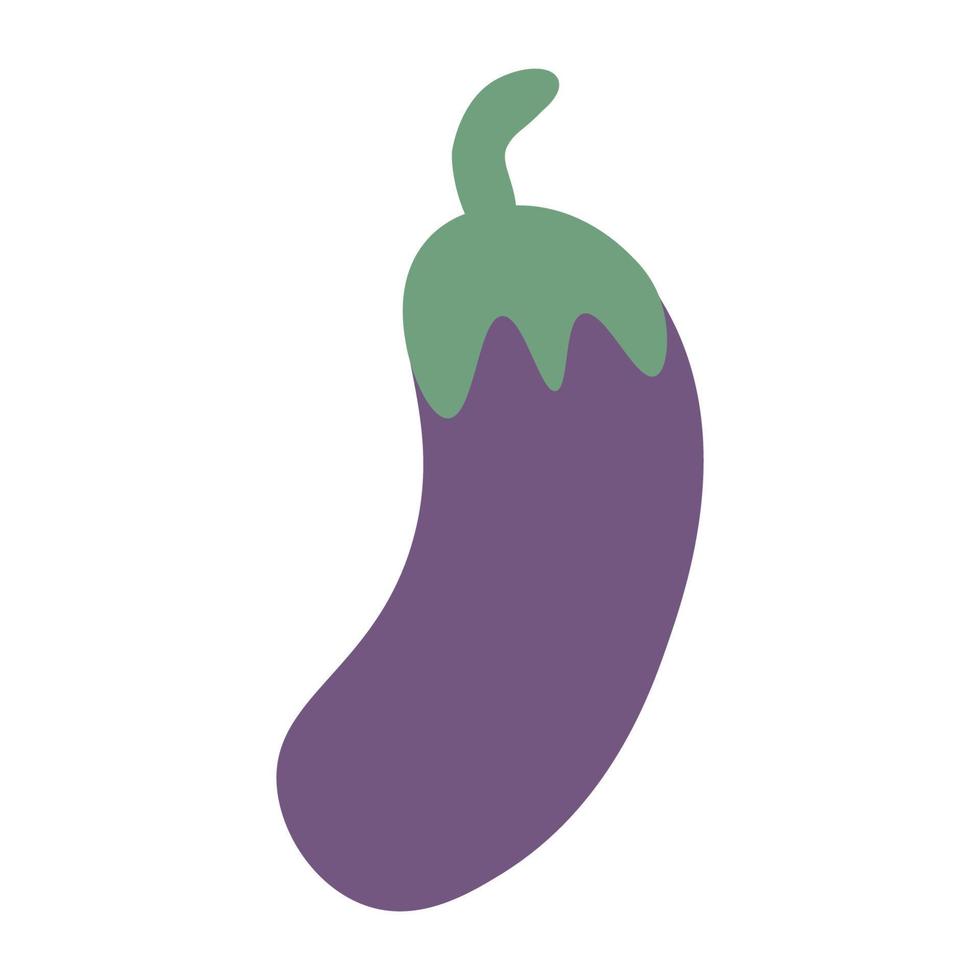 Icon of eggplant in flat style. Food, vegetable. Logo, label. vector