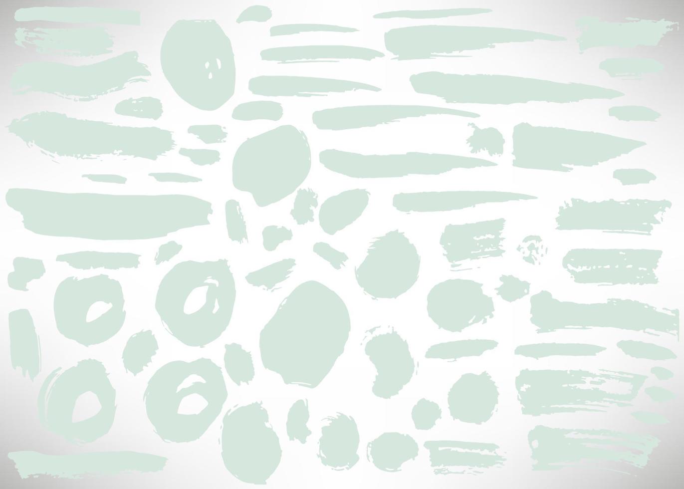 Cute mint set of different brush strokes, grunge ink geometrical shapes, design elements - circle, line, ring, dot, banner, textured templates for text, icons isolated on white. vector