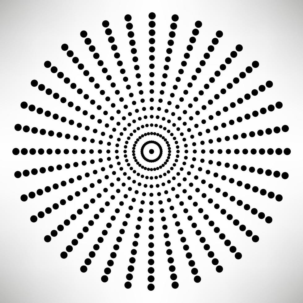 Star, round element, halftone rays isolated on white background. Black logo. Geometric shape. vector
