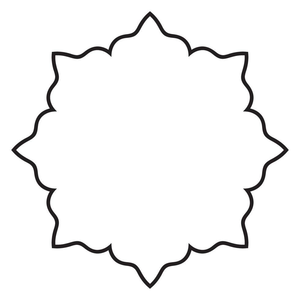 Abstract doodle curly thin line round frame isolated on white background. Mandala border. vector