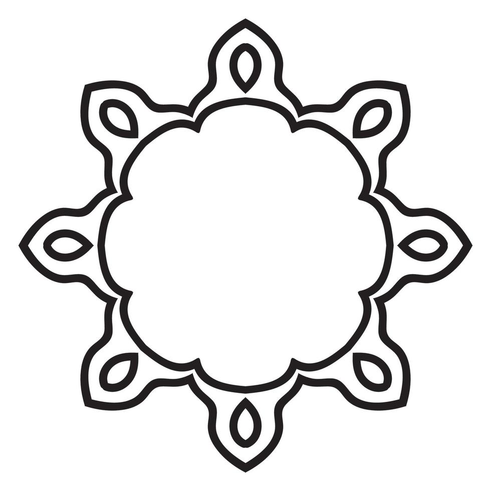 Abstract doodle curly thin line round frame isolated on white background. Mandala border. vector