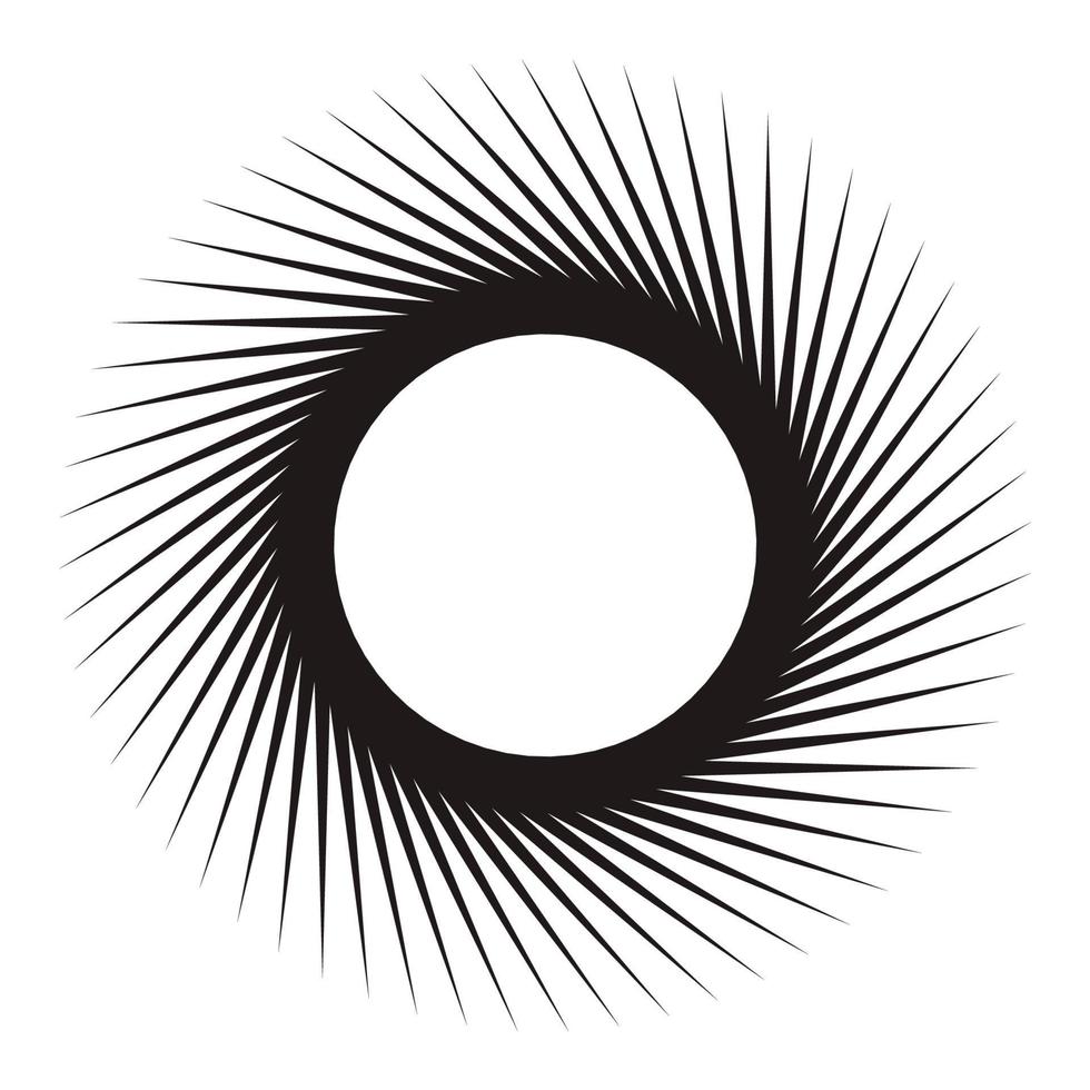 Star, round element, halftone rays isolated on white background. Black logo. Geometric shape. vector