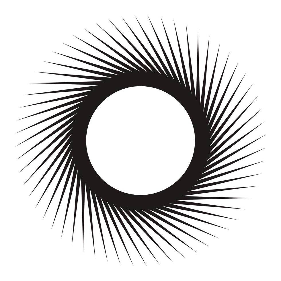 Star, round element, halftone rays isolated on white background. Black logo. Geometric shape. vector