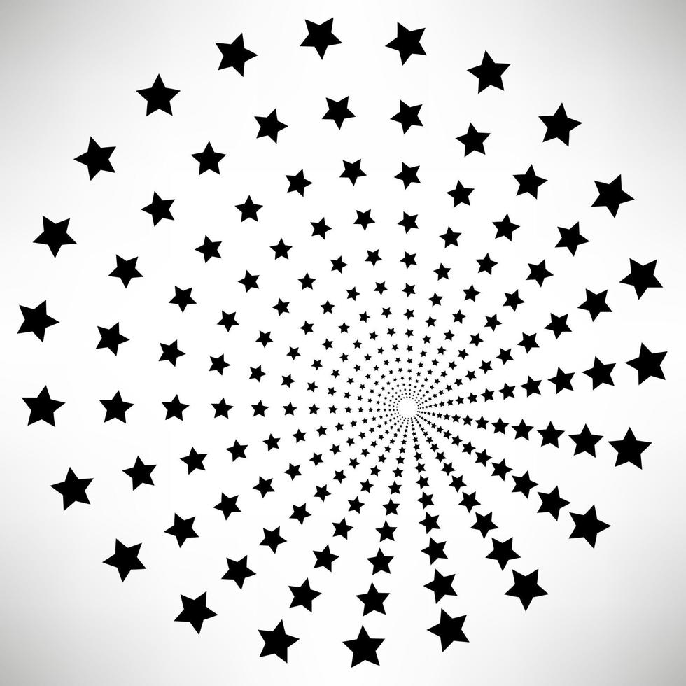 Star round elements, halftone rays isolated on white background. Black logo. Geometric shapes. vector