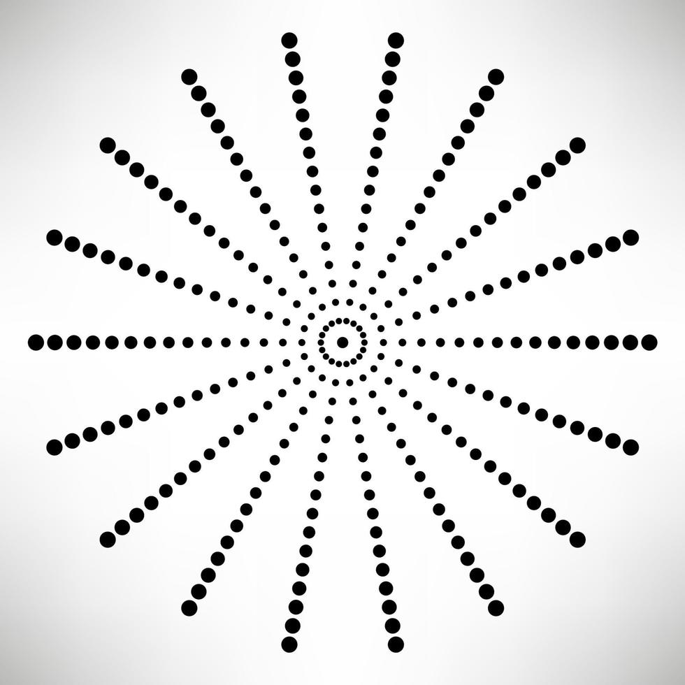 Star, round element, halftone rays isolated on white background. Black logo. Geometric shape. vector