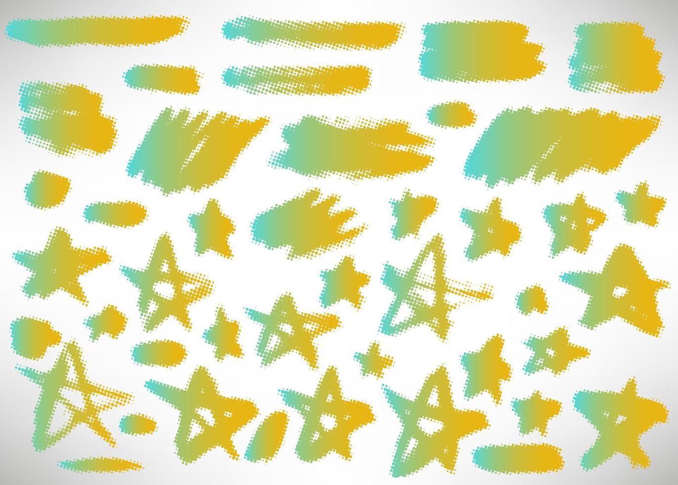Halftone brush strokes,  textures, icons. Dotted texture isolated on white. vector