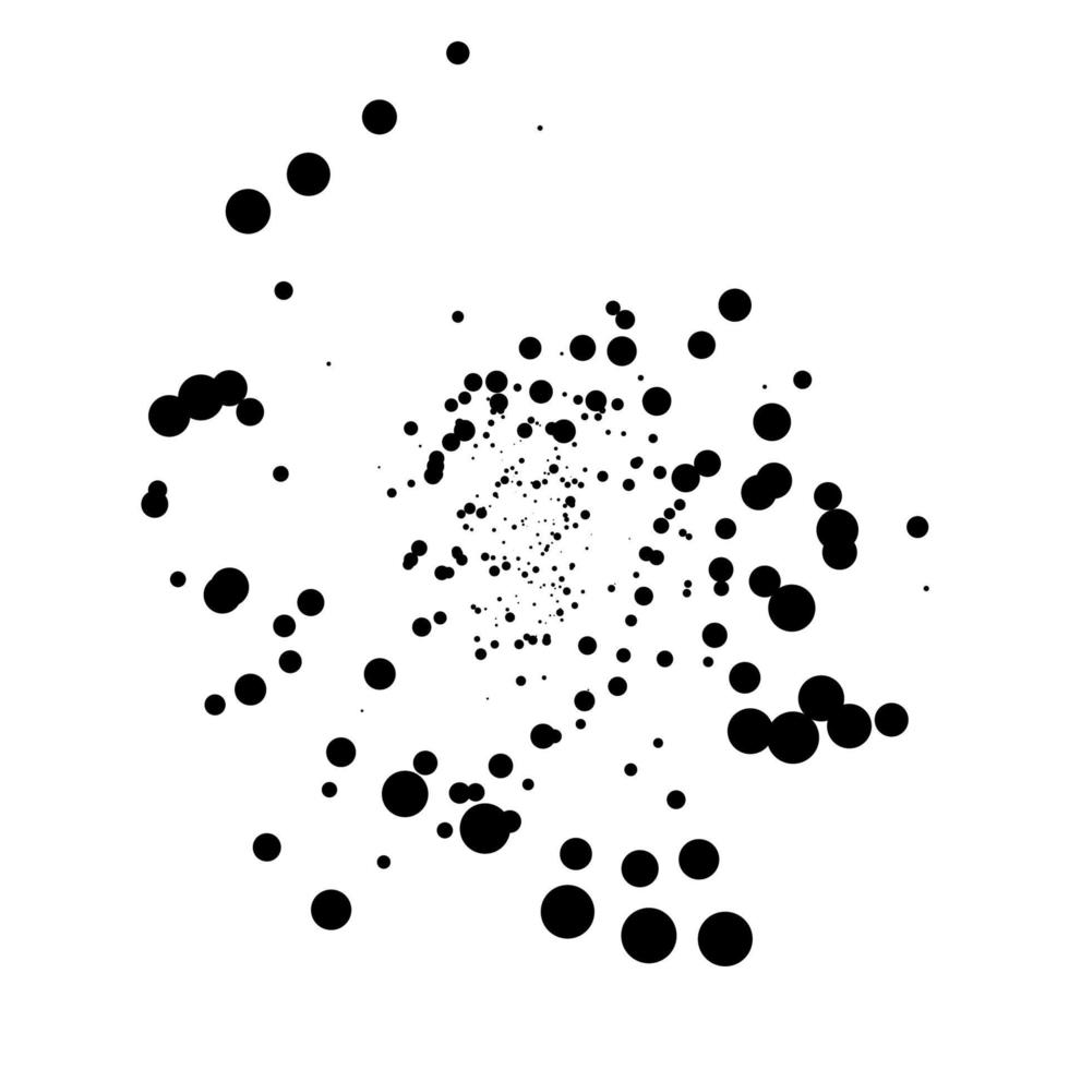 Dotted, dots, speckles abstract concentric circle. Spiral, swirl, twirl element. Circular and radial lines volute, helix. Segmented circle with rotation. Cochlear, vortex vector