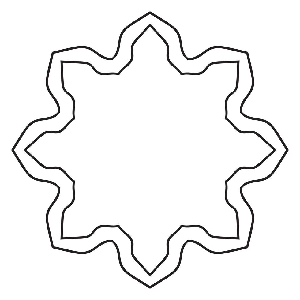 Abstract doodle curly thin line round frame isolated on white background. Mandala border. vector