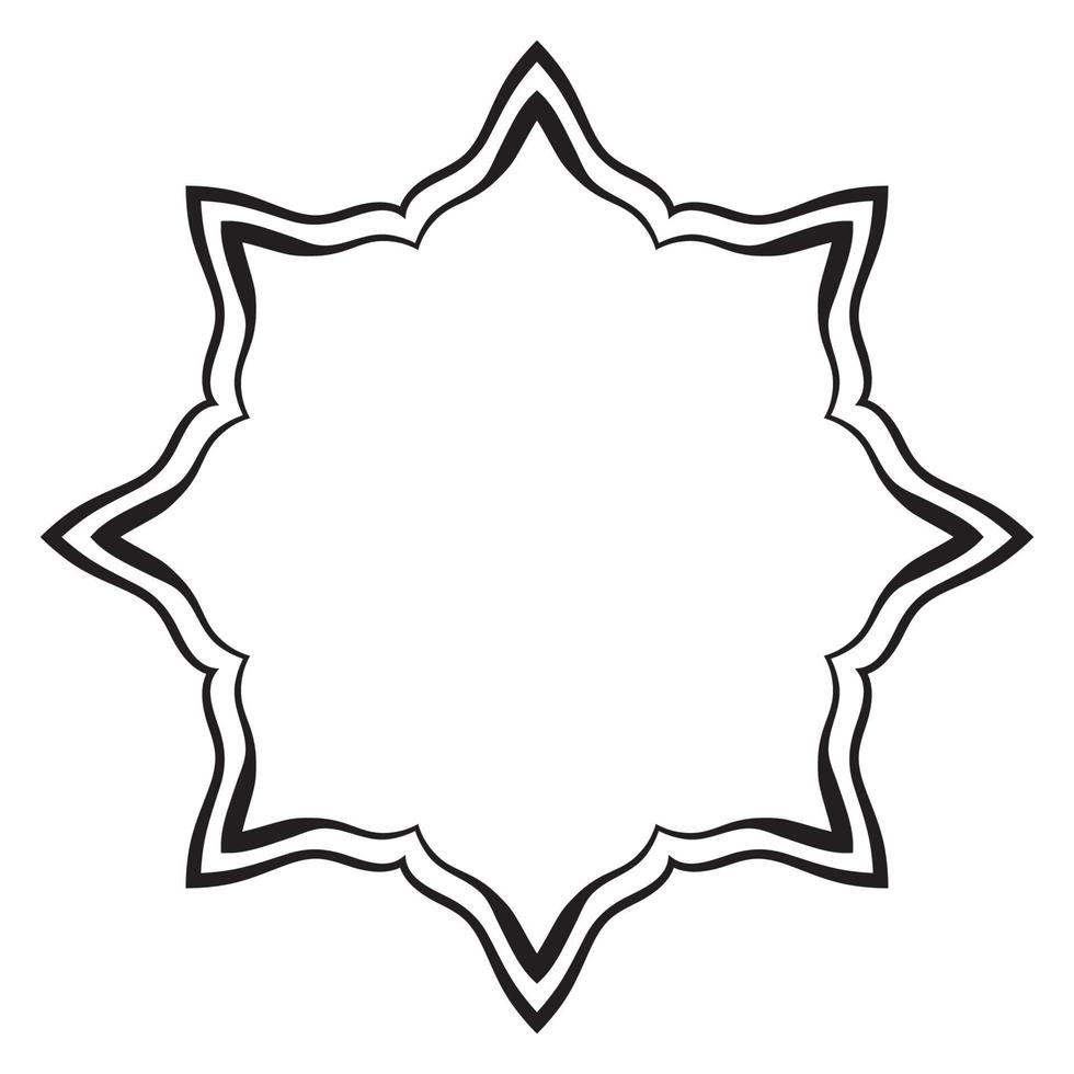 Abstract doodle curly thin line round frame isolated on white background. Mandala border. vector
