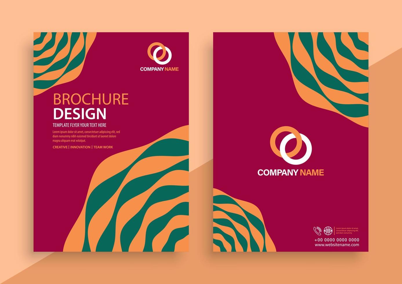 Modern business brochure template with trendy colors. vector