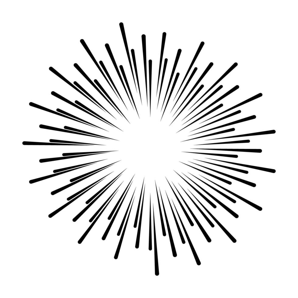 Star, round element, halftone rays isolated on white background. Black logo. Geometric shape. vector