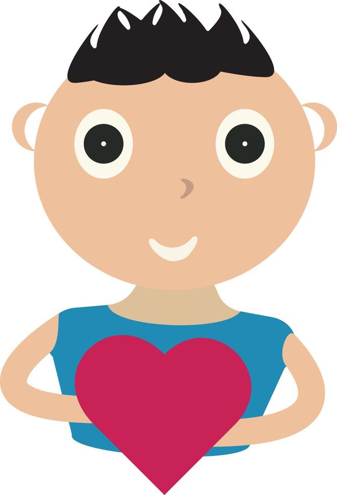 Cartoon of A Boy Holding A Heart vector