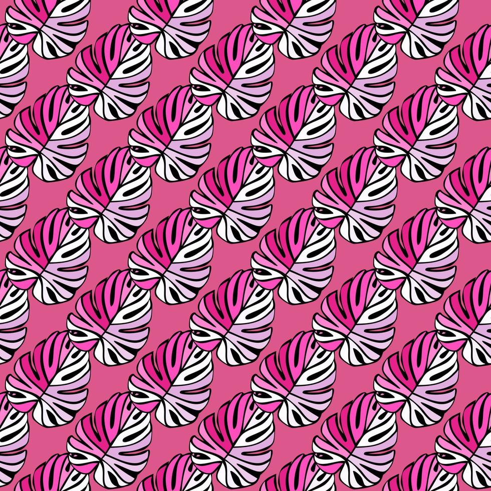 Creative bright tropical leaves seamless pattern. Monstera leaf background. vector