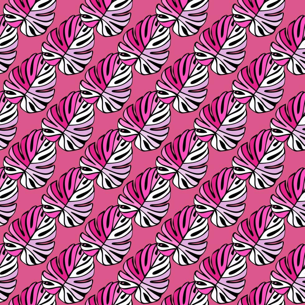 Creative bright tropical leaves seamless pattern. Monstera leaf background. vector