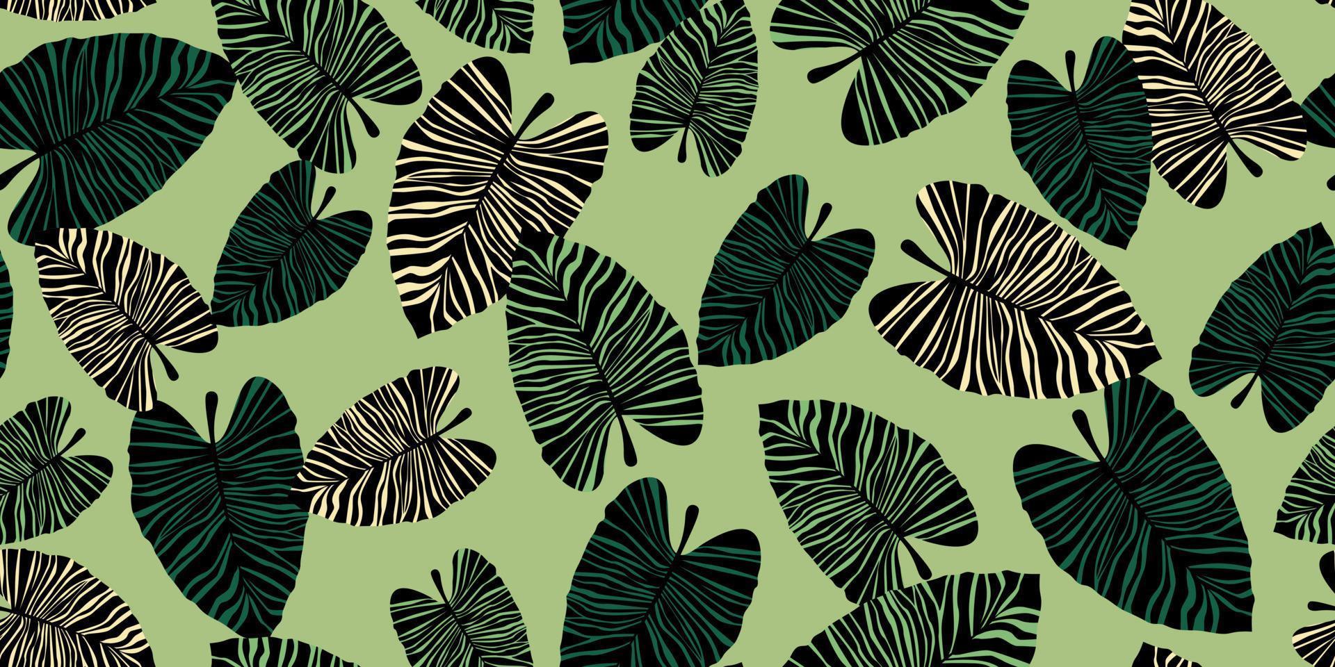 Trendy tropical palm leaves seamless pattern vector