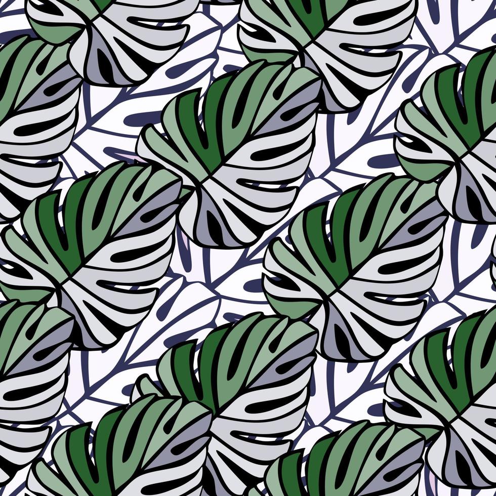 Creative bright tropical leaves seamless pattern. Monstera leaf background. vector