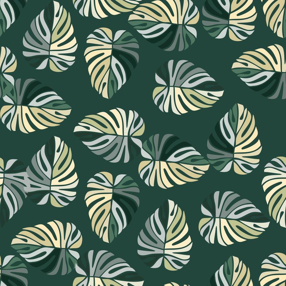 Tropical leaves seamless pattern. Monstera leaf background. vector