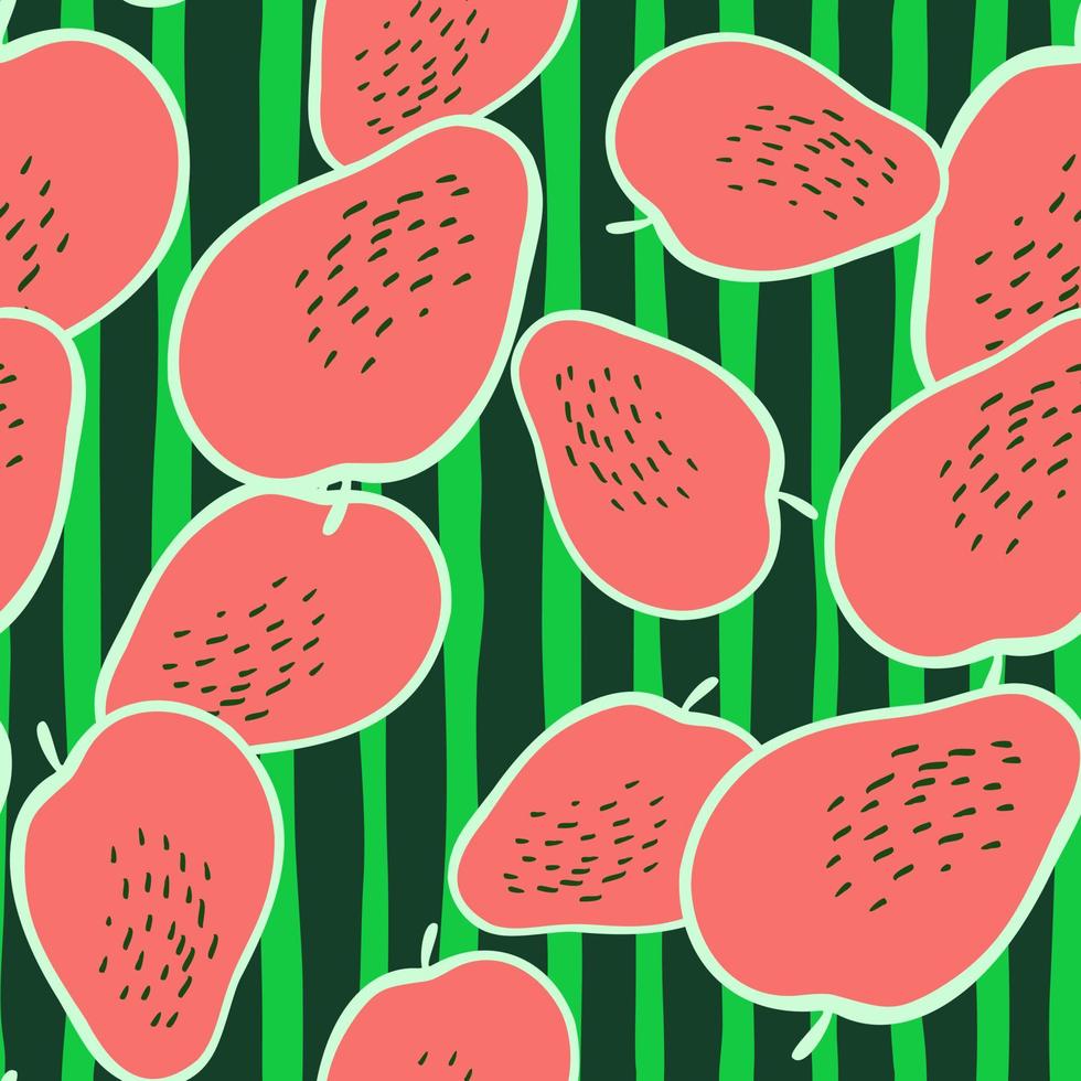 Creative apple seamless pattern in doodle style. Fruis wallpaper. vector