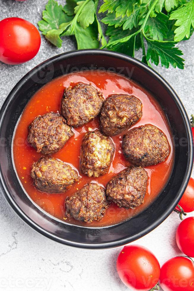 meatballs tomato sauce meat beef veal pork lamb fresh meal food diet snack photo