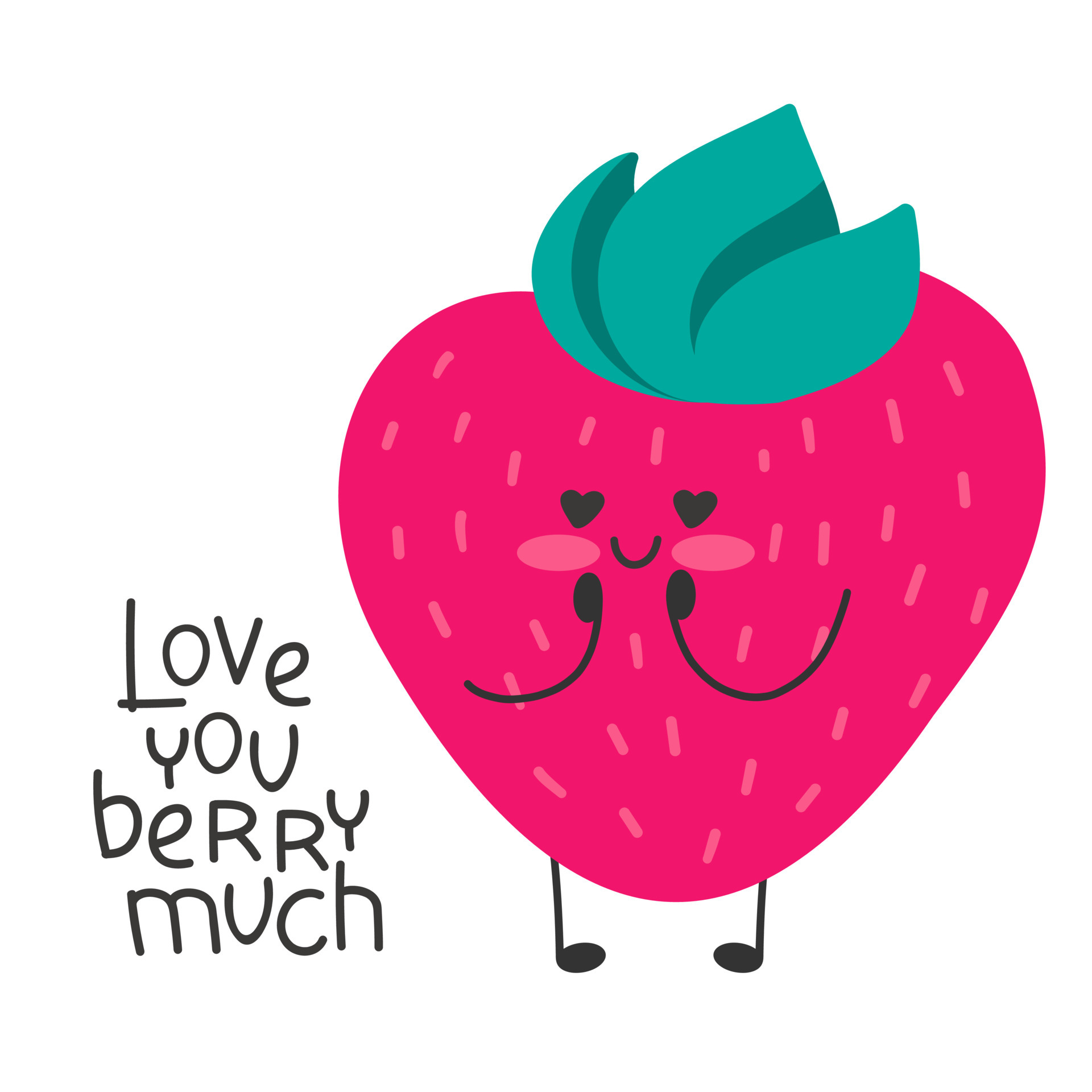 Strawberry cute cartoon character in love. Valentine day romantic. Love you  berry much. 5899690 Vector Art at Vecteezy