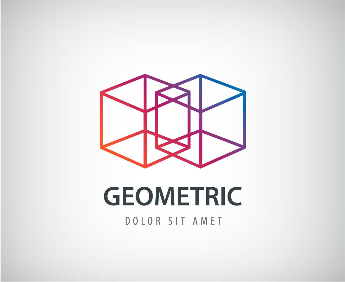 logotipo lineal geométrico abstracto vectorial, dos cubos, una línea. empresa futurista vector