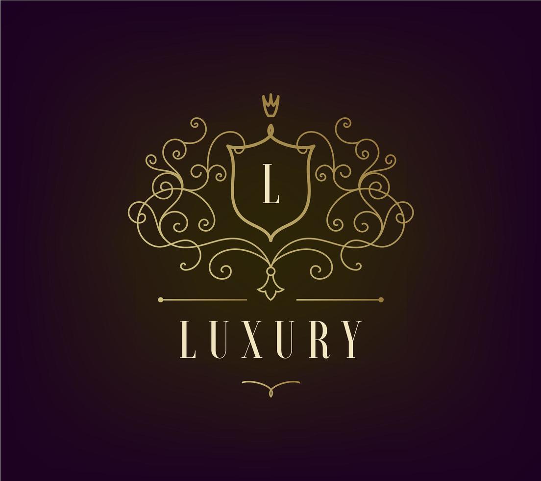 Vector Luxury Logo template flourishes with calligraphic elegant ornament lines.