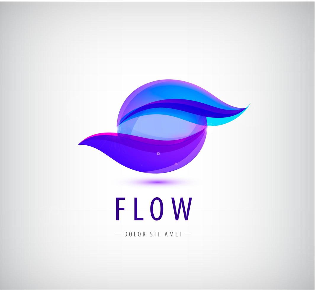 Vector abstract sphere, flow, waves logo