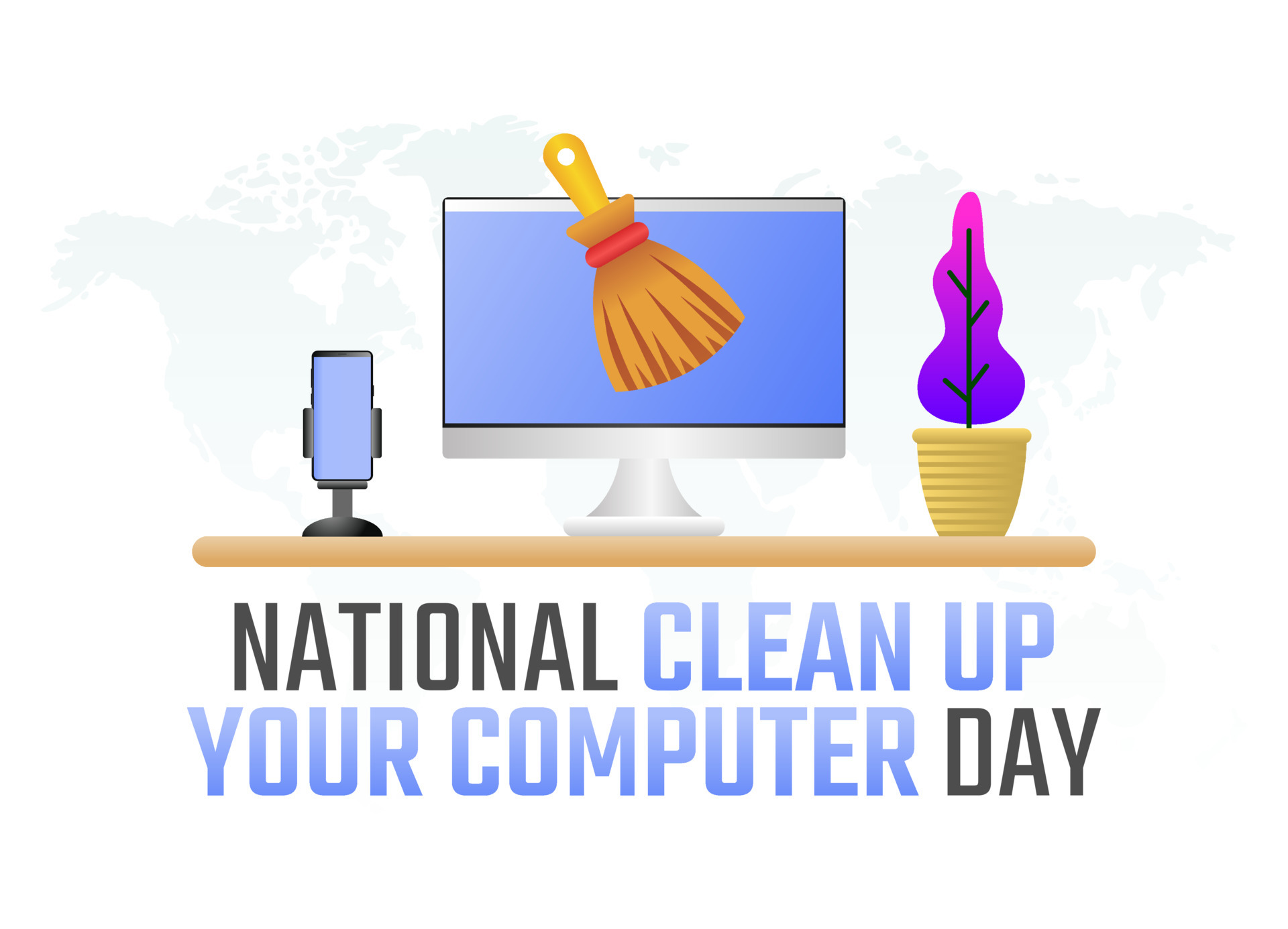 vector graphic of national clean up your computer day good for national