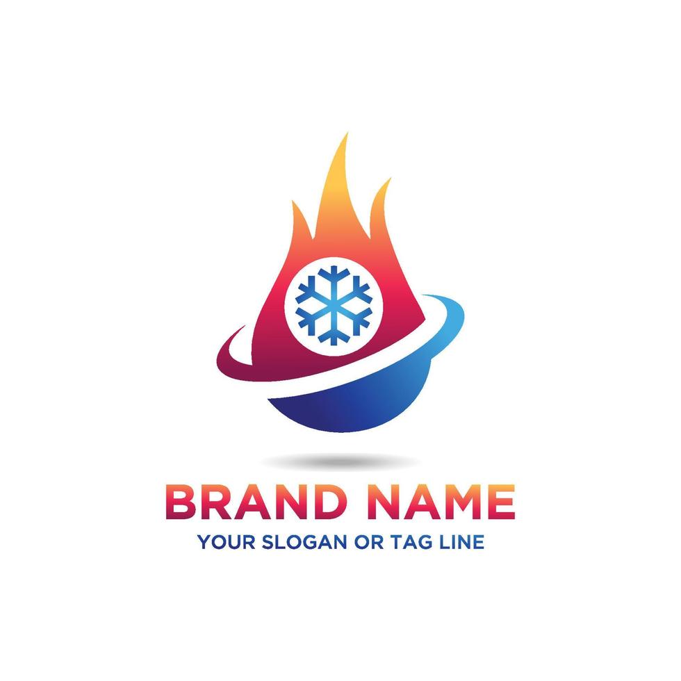 heating and cooling Logo Design Template vector