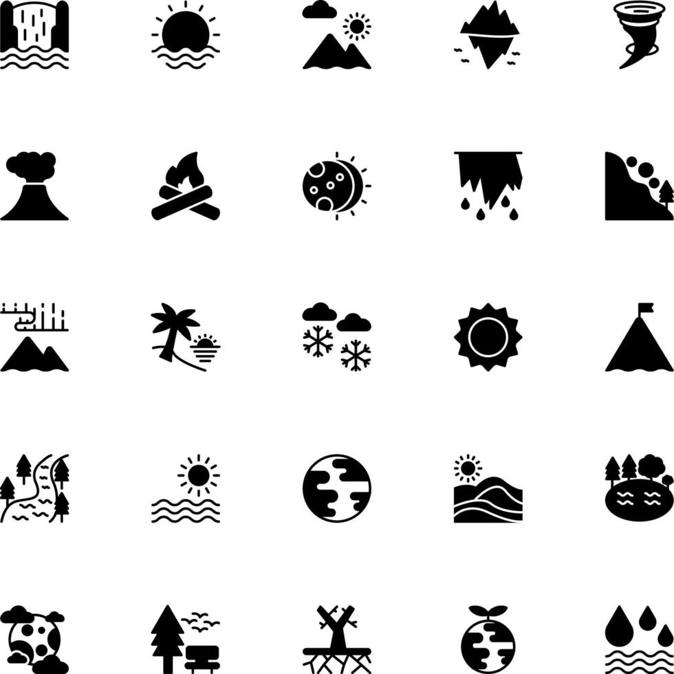 Nature Icons in Solid style for any purposes. Perfect for website mobile app presentation vector